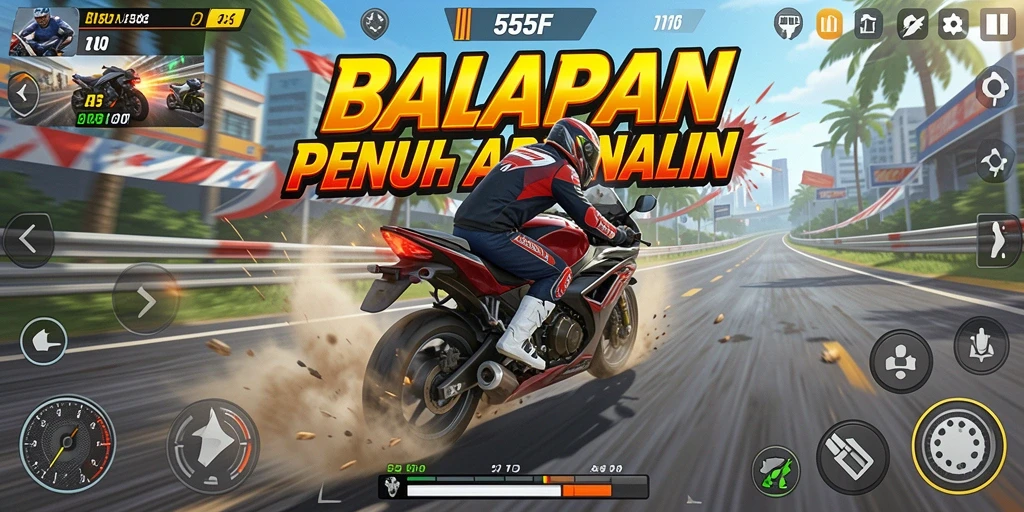 Tampilan mendebarkan dari balapan motor di 555F.