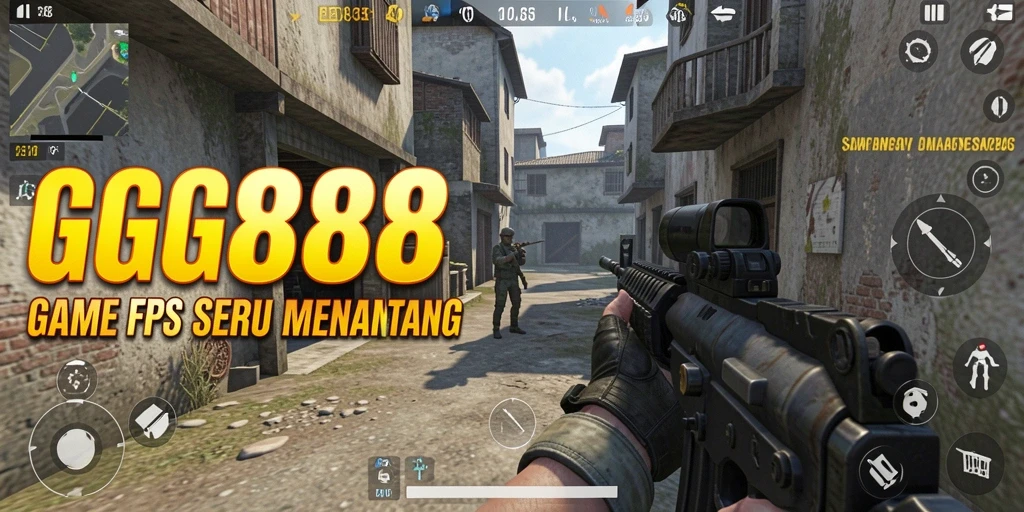 Screenshot gameplay GGG888 menunjukkan aksi tembak-menembak yang intens.