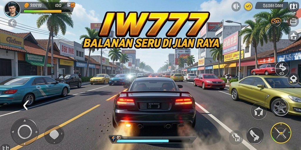 Tampilan gameplay IW777 yang mendebarkan dalam balapan mobil.