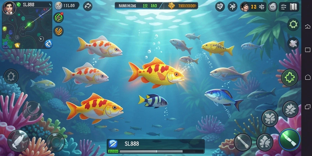 Tampilan menarik dari permainan Tembak Ikan SL888.