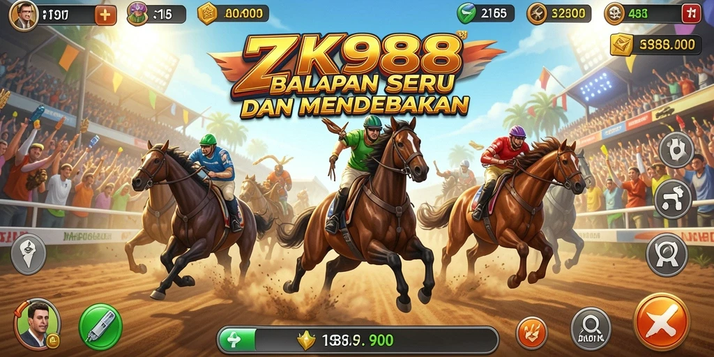 Gameplay ZK988 yang seru dan mendebarkan dalam balapan.